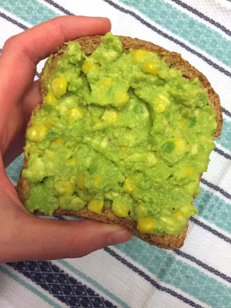 This simple avocado toast is amazing! And the secret ingredient is corn :)