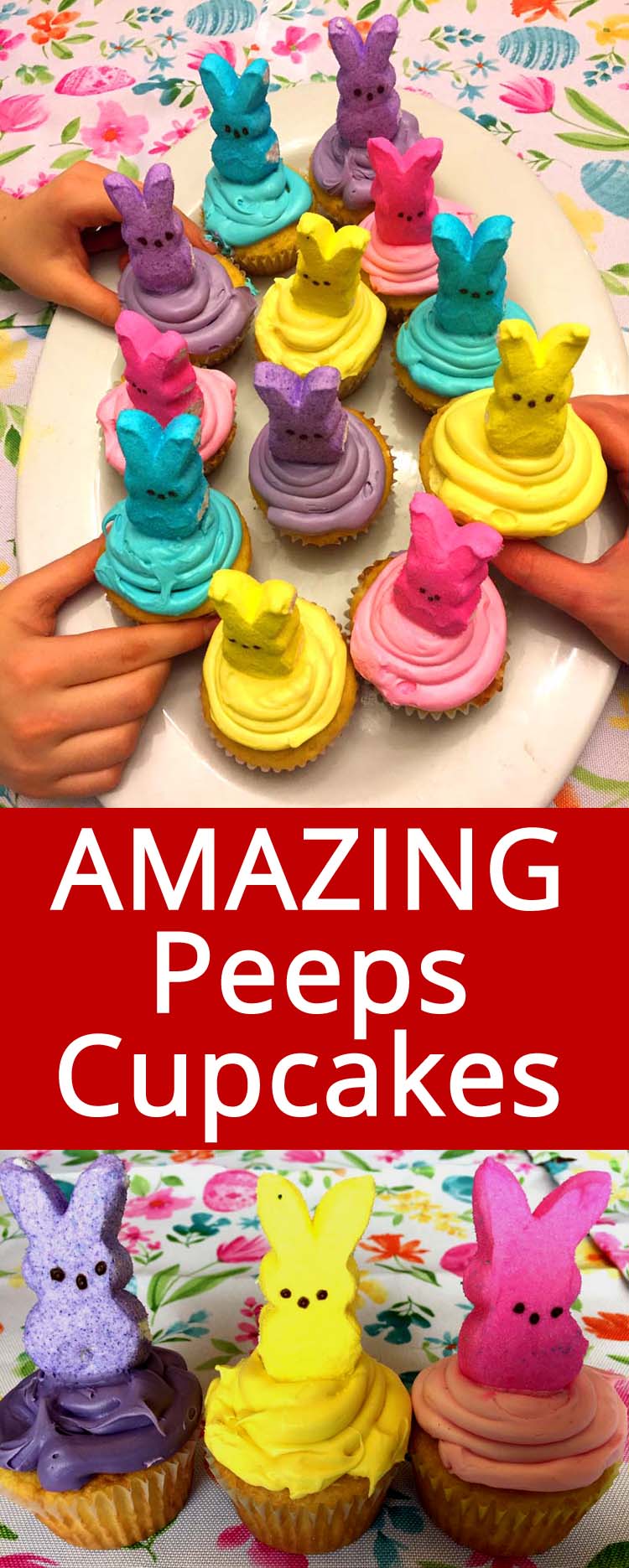 These peeps cupcakes are my go-to cupcakes for Easter! So easy to make, you just can\'t go wrong with these simple peeps cupcakes! Everyone loves them!