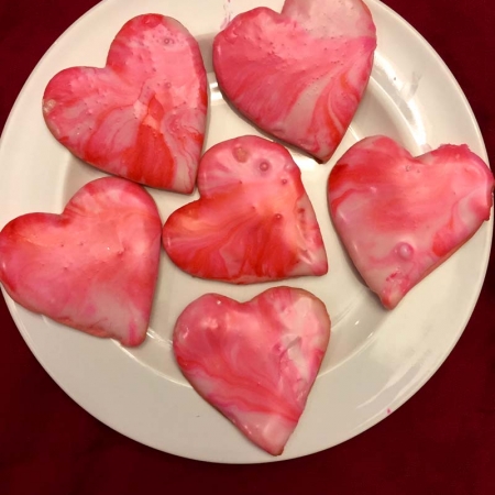 Glazed Pink Hearts Valentines Sugar Cookies