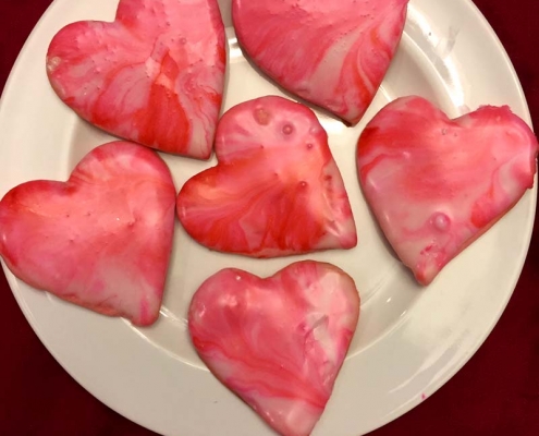 Glazed Pink Hearts Valentines Sugar Cookies