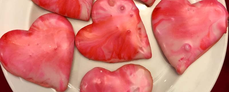 Glazed Pink Hearts Valentines Sugar Cookies