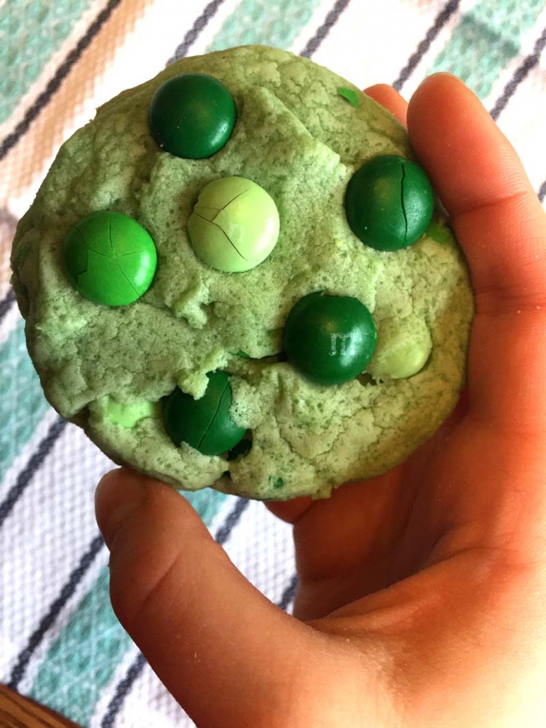 Cookies made with green mint m&m's candy