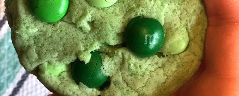 Cookies made with green mint m&m's candy