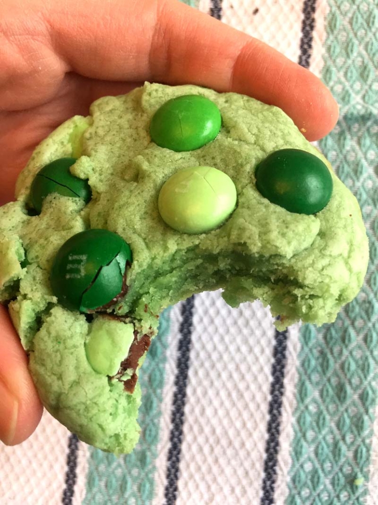 St Patrick's green M&M's cookies