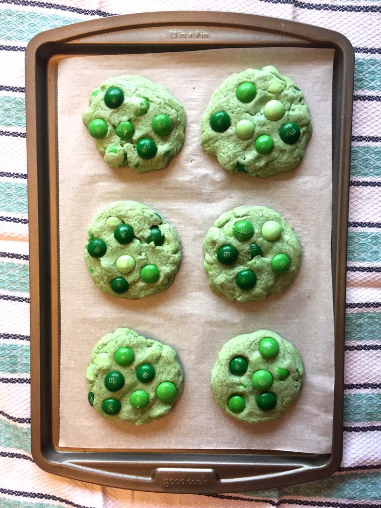 St. Patrick's Day Mint M&M Cookies - Two Sisters