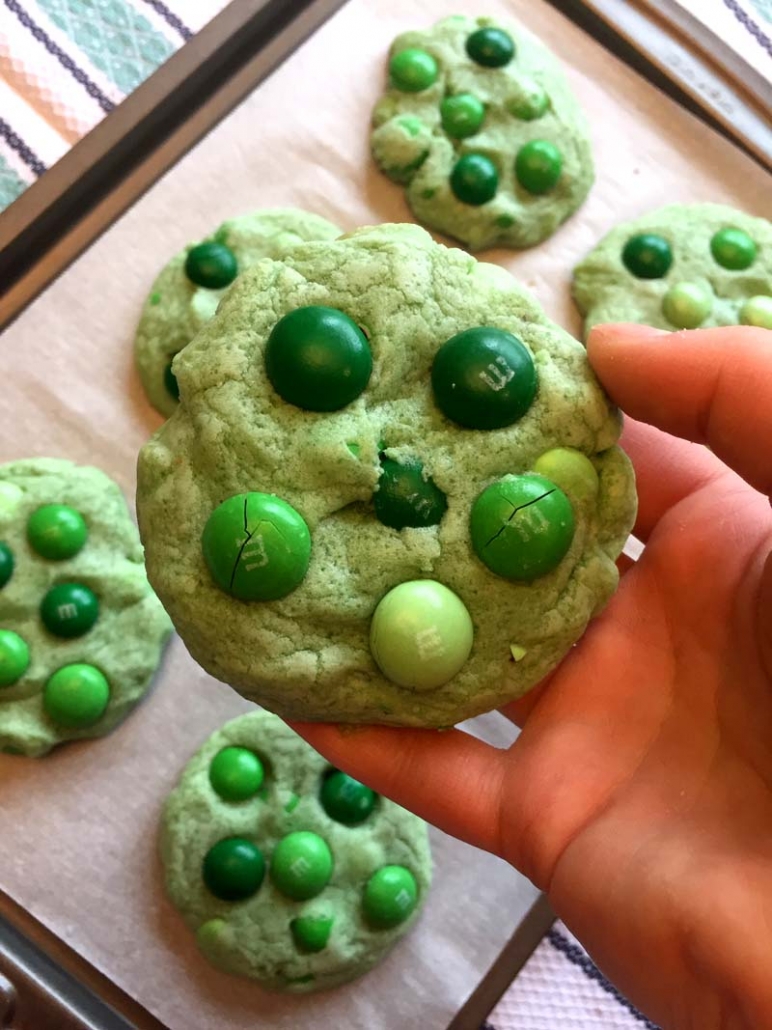 St. Patrick's Day Mint M&M Cookies - Two Sisters