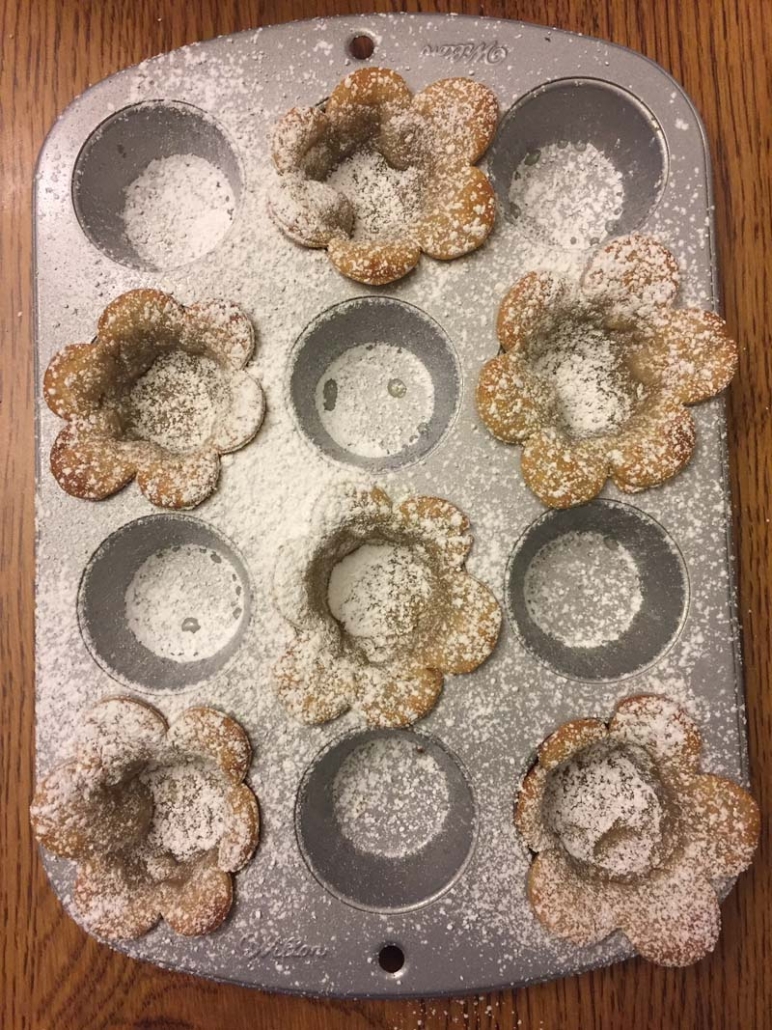 flower pastries sprinkle with powdered sugar