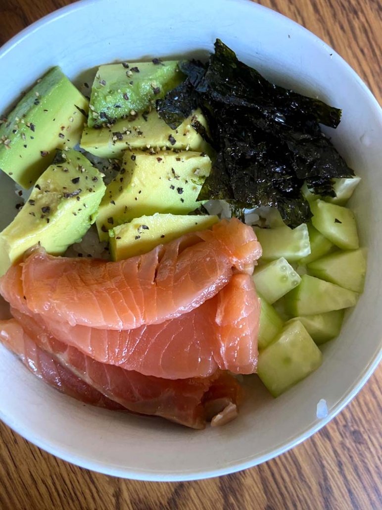 Smoked salmon poke bowl