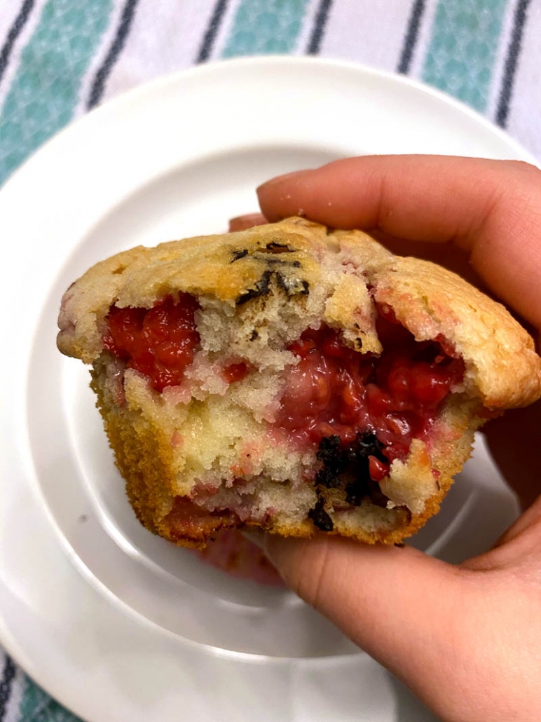Muffin with raspberries