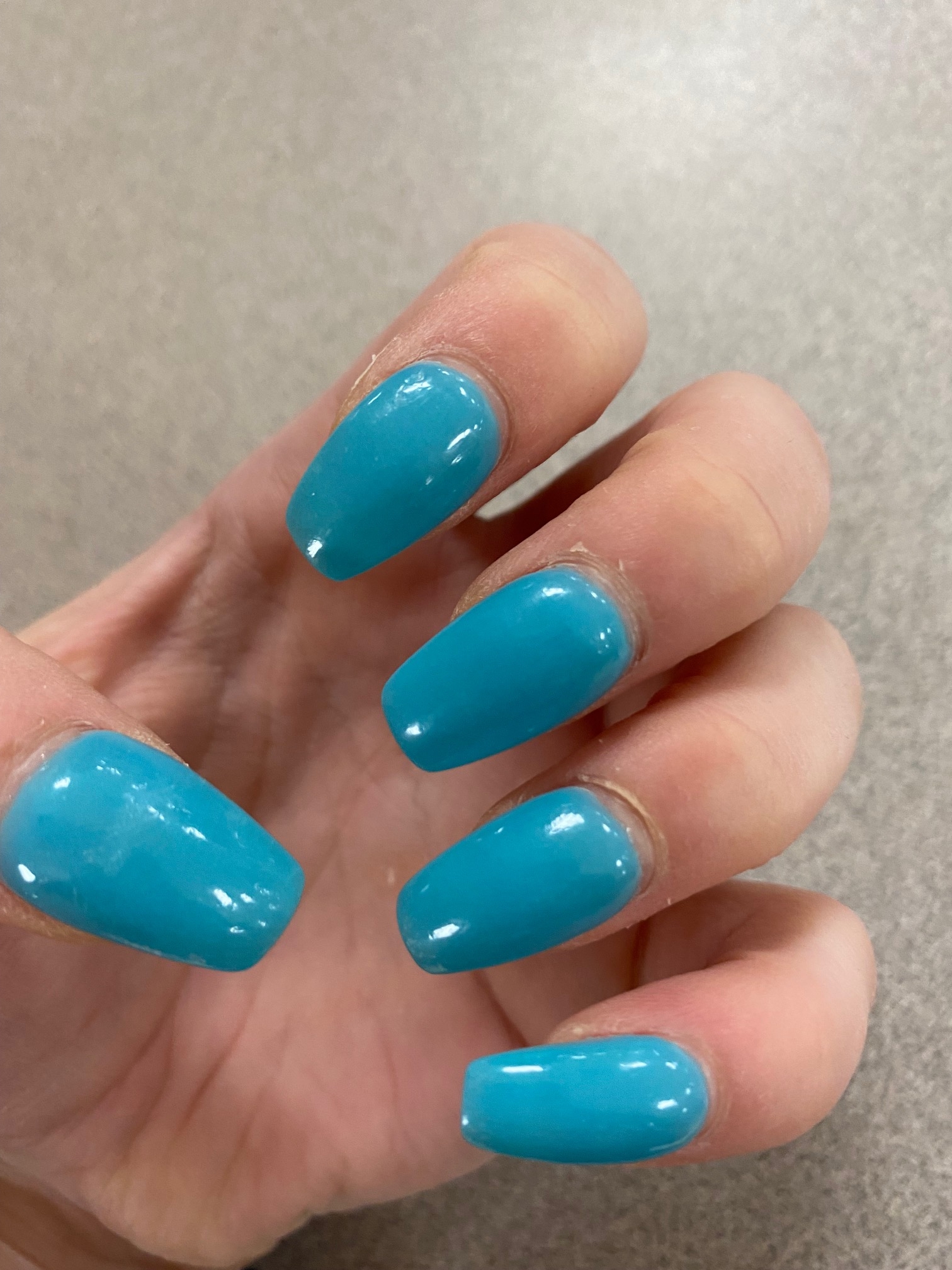 Aqua blue colored nails - dip powder Nugenesis NU 96 Cabo