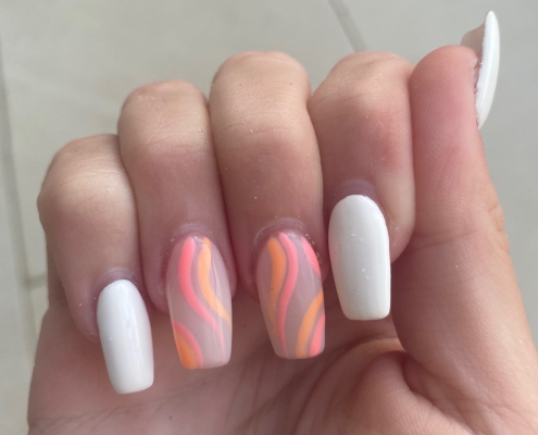 Tropical Coral And Orange Swirls Nail Designs
