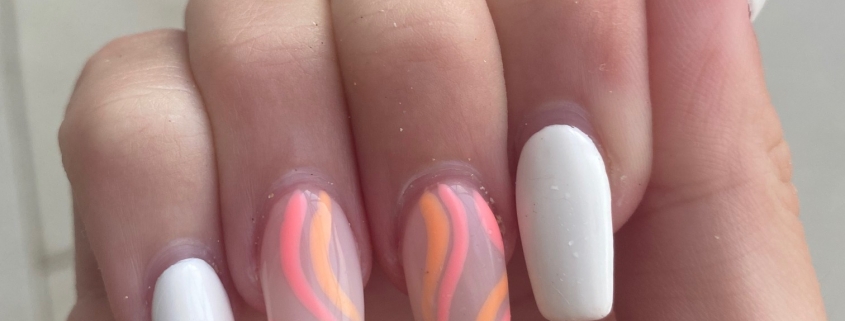 Tropical Coral And Orange Swirls Nail Designs