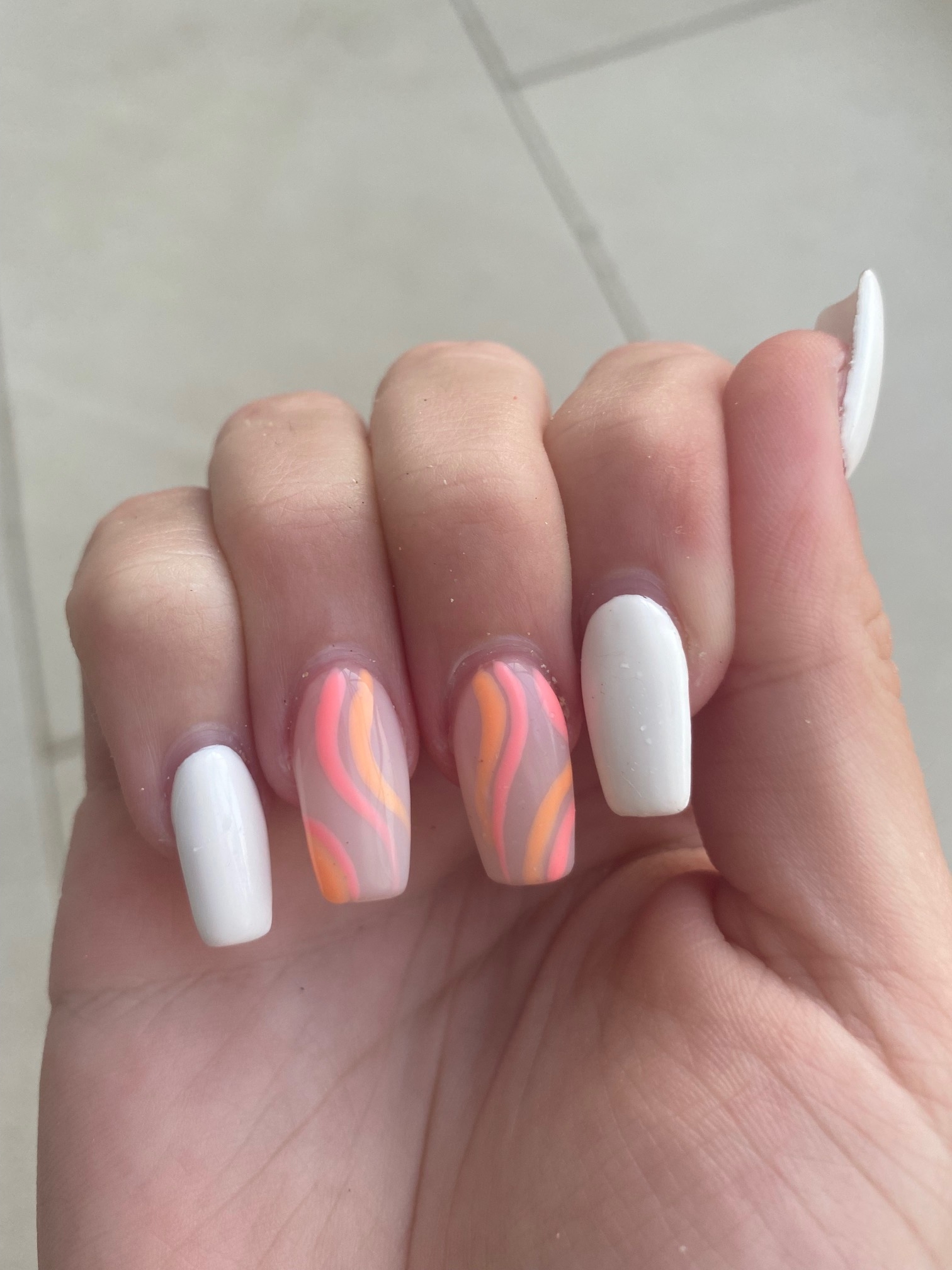 Tropical Orange Coral And White Nail Design Vibrant Guide