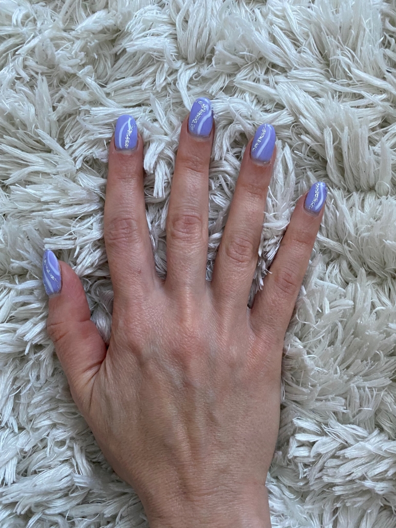Lavender Nails Design Idea With White And Silver Swirls – Vibrant Guide