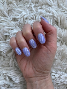 Lavender Nails Design Idea With White And Silver Swirls