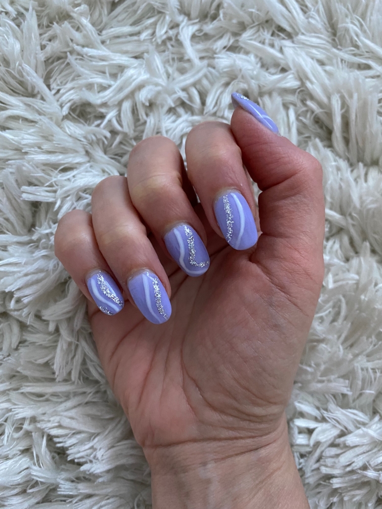 Lavender Nails Design Idea With White And Silver Swirls – Vibrant Guide