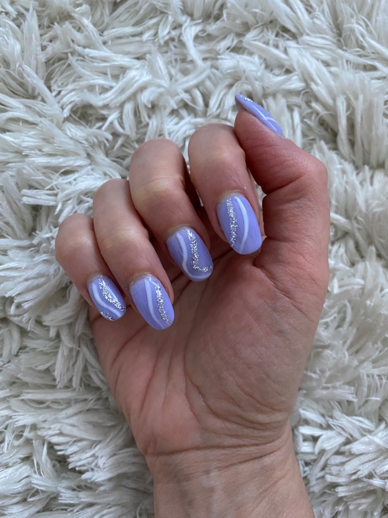 Lavender Nails Design Ideas With White And Silver Swirls