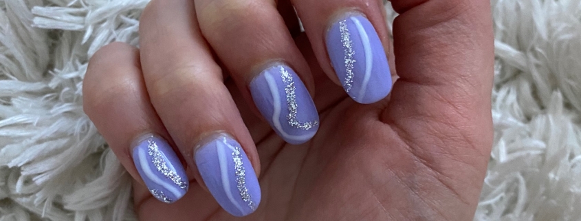 Lavender Nails Design Ideas With White And Silver Swirls