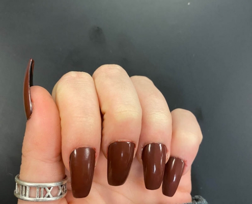 Brown Nails For Fall - Long Brown Coffin Nails Design Ideas