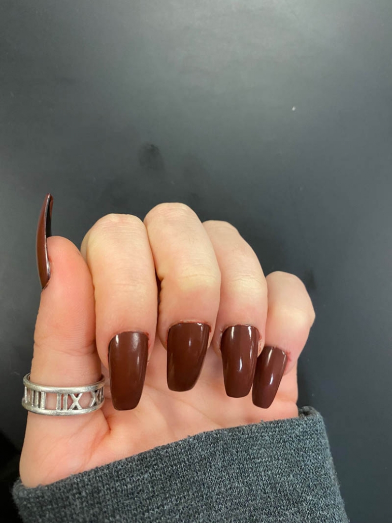 Brown Nails For Fall - Long Brown Coffin Nails Design Ideas