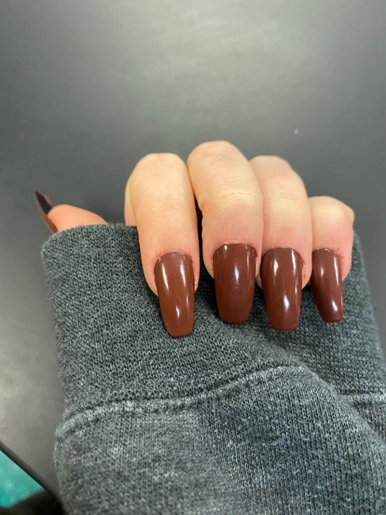 Brown Long Coffin Nails For Fall Vibrant Guide