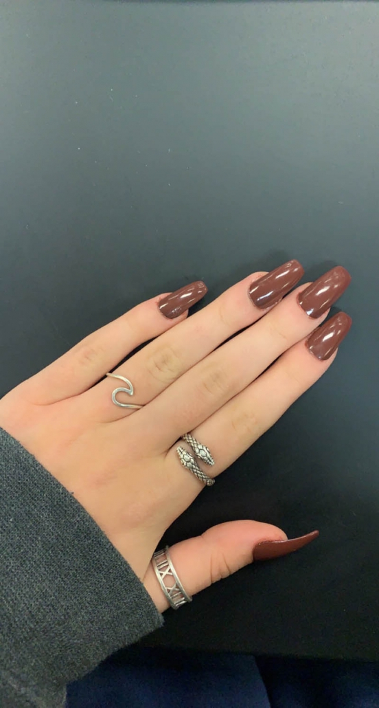long brown coffin nails
