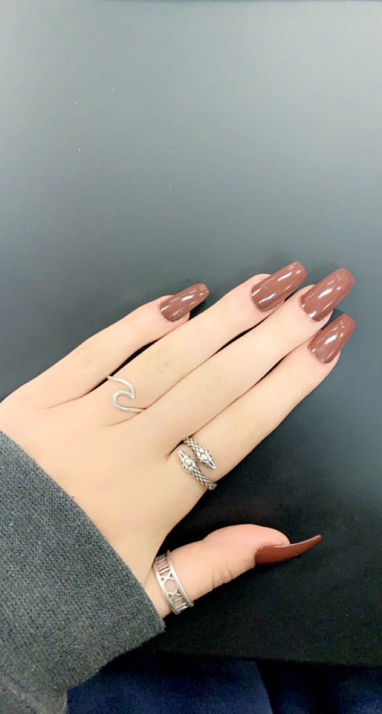 coffin brown nails