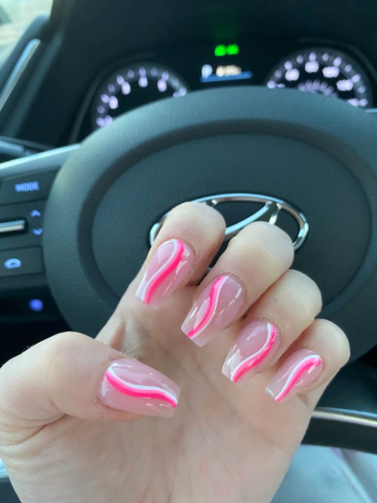 Pink and outlet white nails