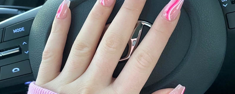 pink swirls nails