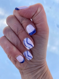 Winter Snowflake Nail Design With Blue French Tips