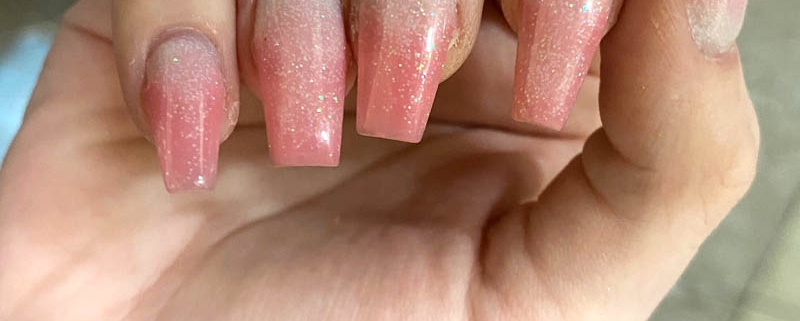 Ombre Pink Glitter Nails Design