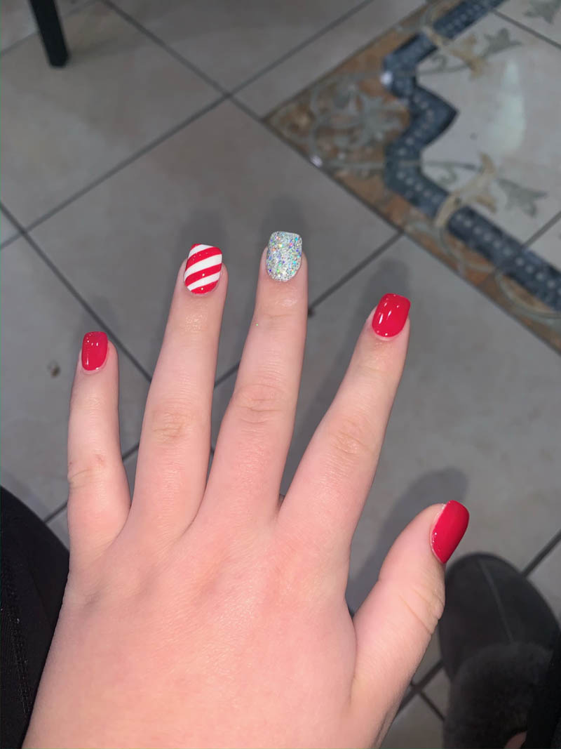 Christmas Candy Cane Nails Design Red White And Glitter Vibrant Guide