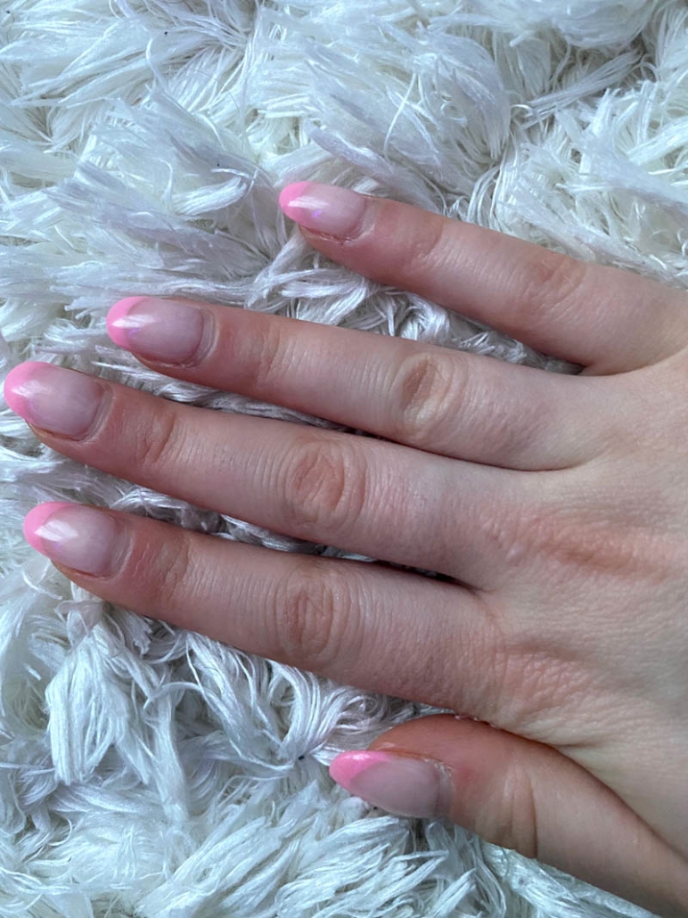 pink french nails design for february