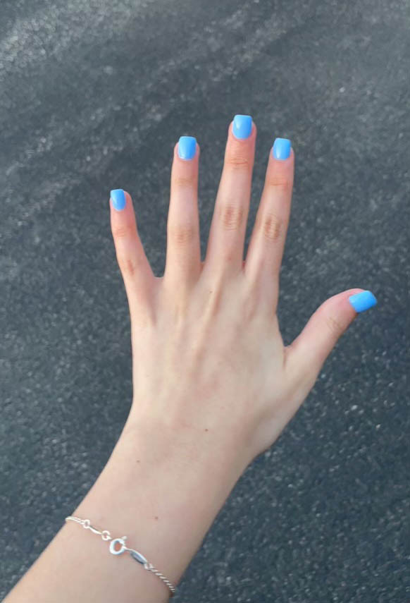 light blue nails short