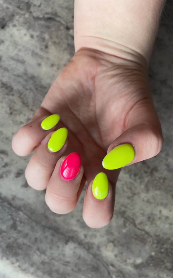 How to style hot pink and neon yellow nails