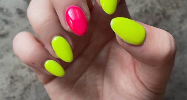 Neon Yellow And Pink Nails Design