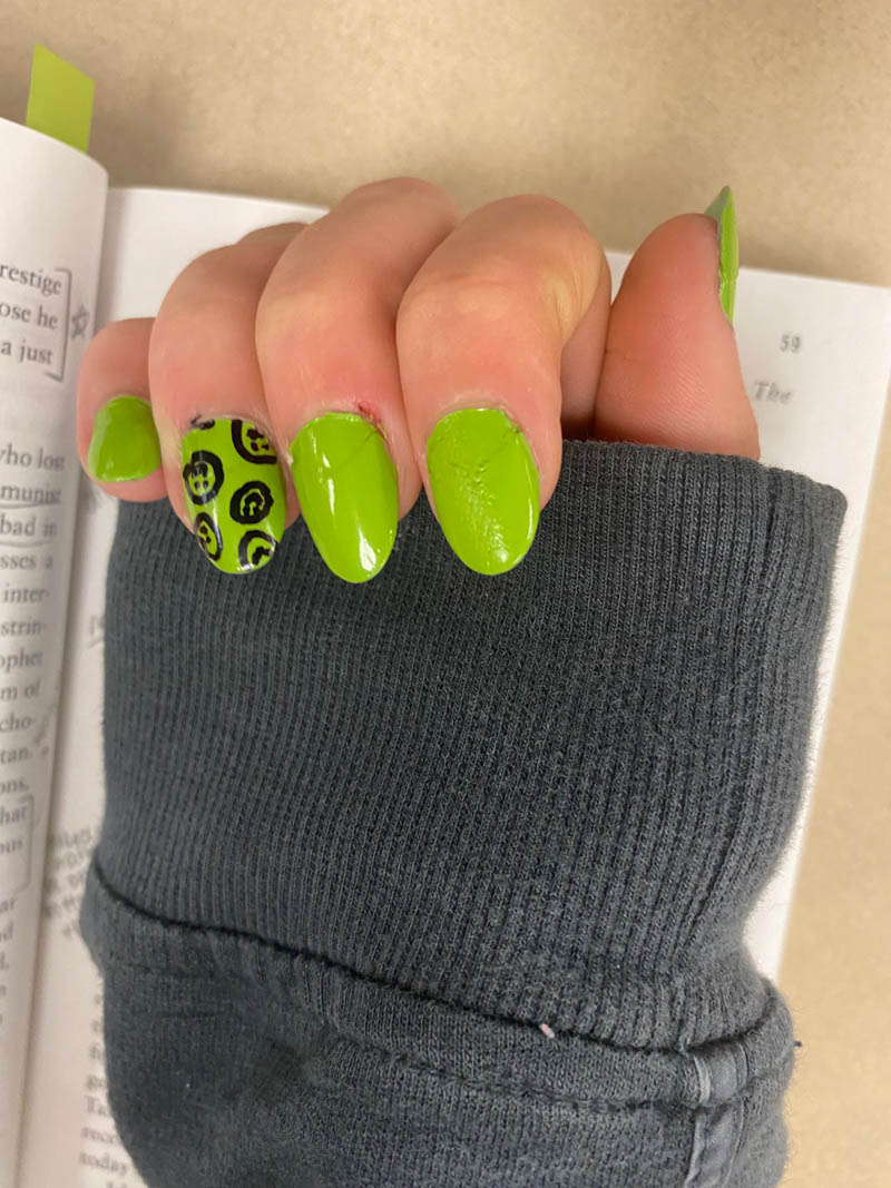 Neon Green Nails - Lime Green Nails With Smiley Face Design