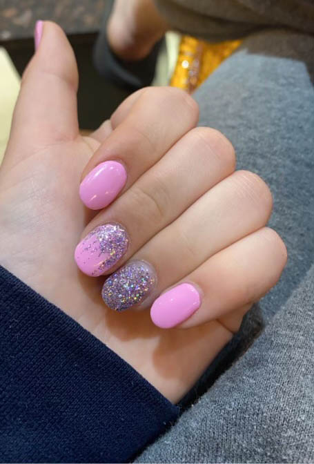Pink And Silver Glitter Ombre Nails Design DIY Manicure