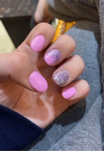 Pink And Silver Glitter Ombre Nails Design