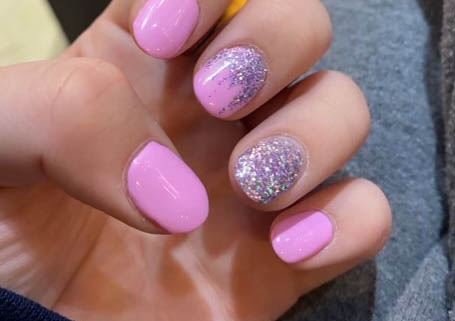 Pink And Silver Glitter Ombre Nails Design Idea