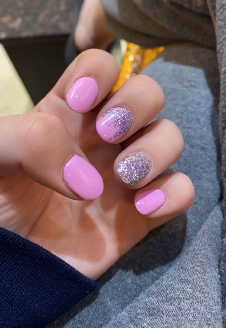 Pink And Silver Glitter Ombre Nails Design Idea