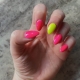 Hot Pink And Neon Green Nails Design
