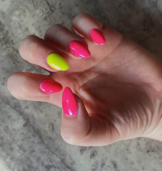 Hot pink and neon nail design ideas