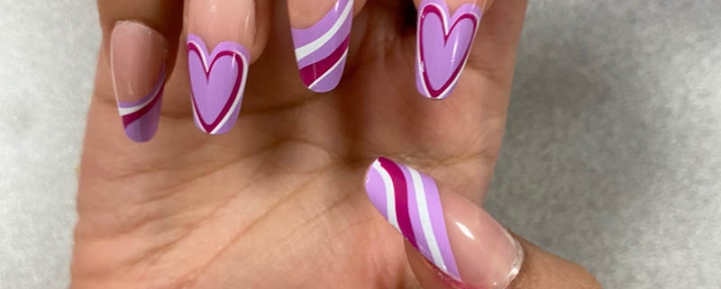 French Nail Tips With Hearts Design Manicure