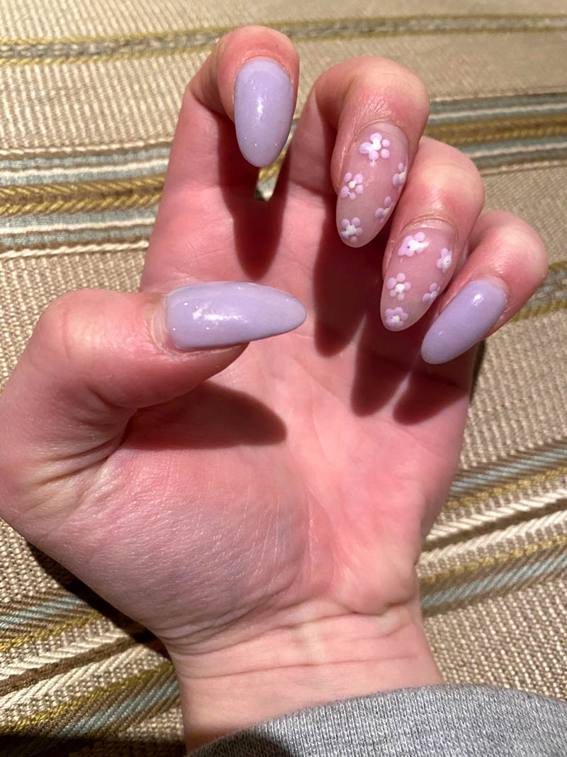 light purple sns nails