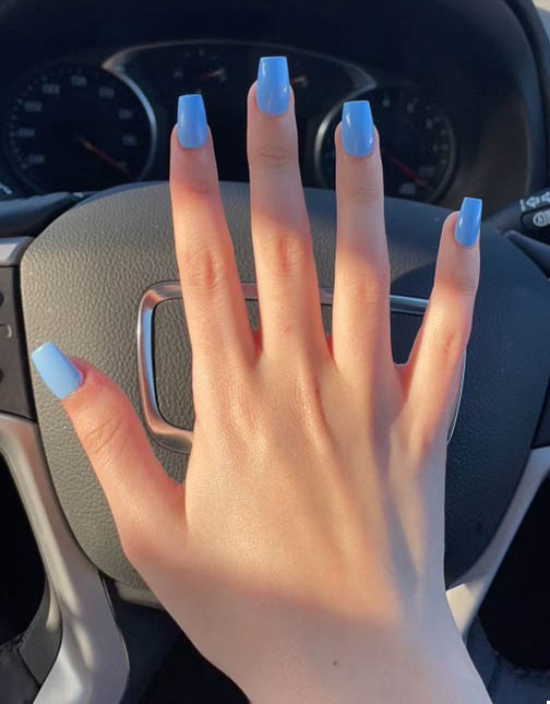 How To do Sky blue coffin nail 