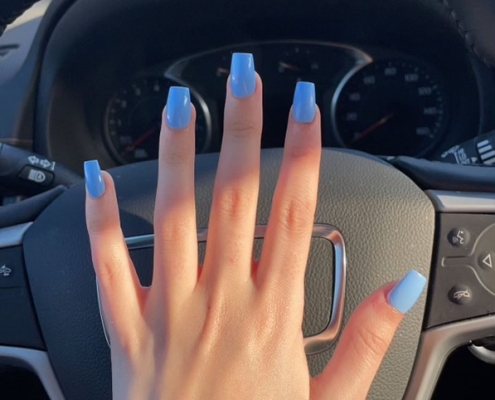 Sky Blue Coffin Nails Manicure