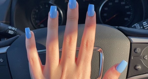 Sky Blue Coffin Nails Manicure