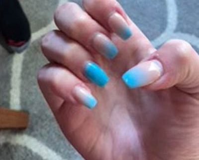 Blue And Beige Ombre Nails Design