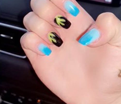 Black And Gold Nail Design Idea With Blue Nails DIY Manicure